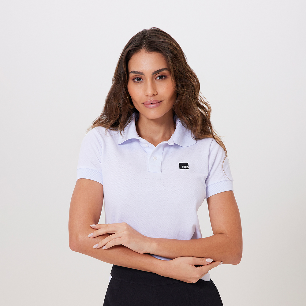 polo branca feminina bordada - XP Store Oficial