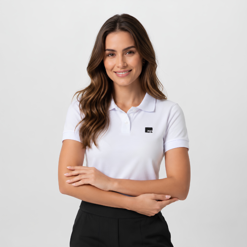 polo branca feminina bordada